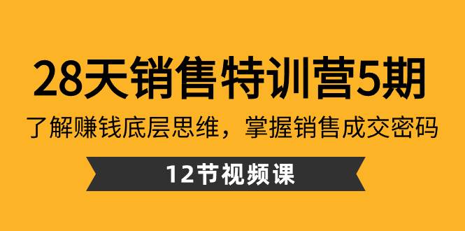 28天·销售特训营5期：了解赚钱底层思维，掌握销售成交密码（12节课）-无忧资源网