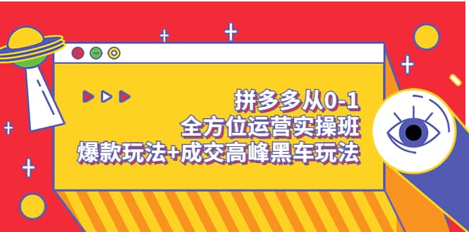 拼多多从0-1全方位运营实操班:爆款玩法+成交高峰黑车玩法(价值1280)-无忧资源网