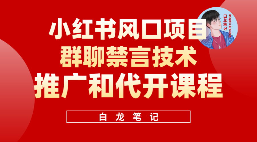 小红书风口项目日入300+，小红书群聊禁言技术代开项目，适合新手操作-无忧资源网