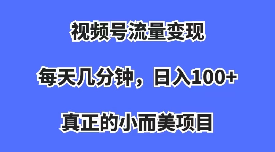 视频号流量变现,每天几分钟,收入100+,真正的小而美项目-无忧资源网