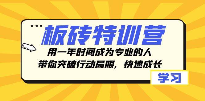 板砖特训营,用一年时间成为专业的人,带你突破行动局限,快速成长-无忧资源网