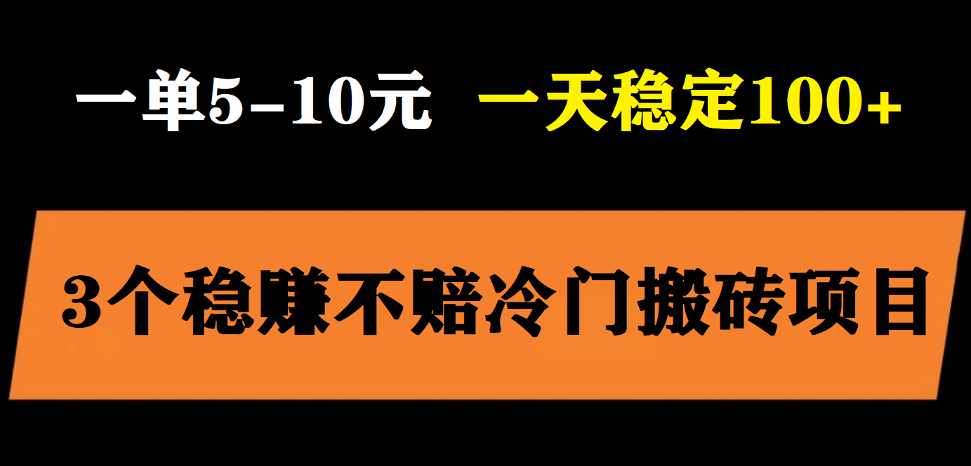 3个最新稳定的冷门搬砖项目，小白无脑照抄当日变现日入过百-无忧资源网