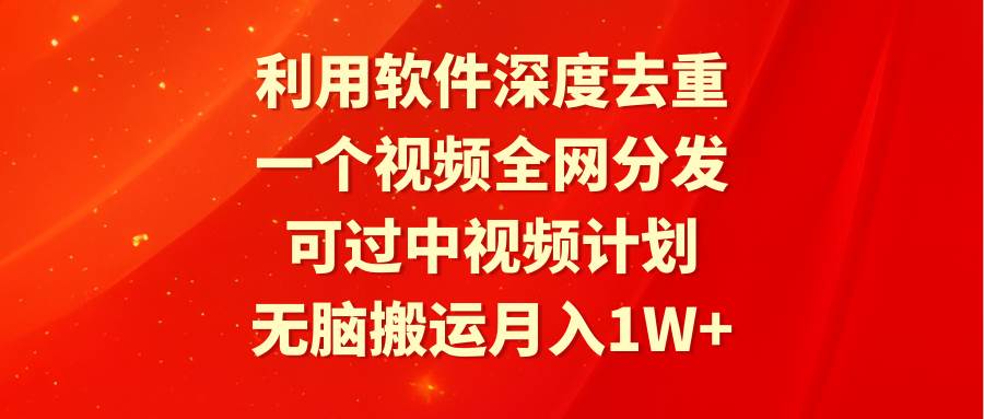 利用软件深度去重，一个视频全网分发，可过中视频计划，无脑搬运月入1W+-无忧资源网