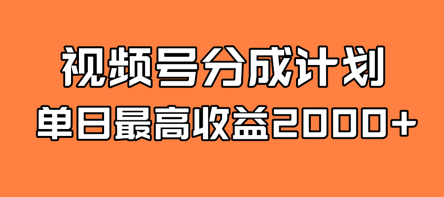 全新蓝海 视频号掘金计划 日入2000+-无忧资源网