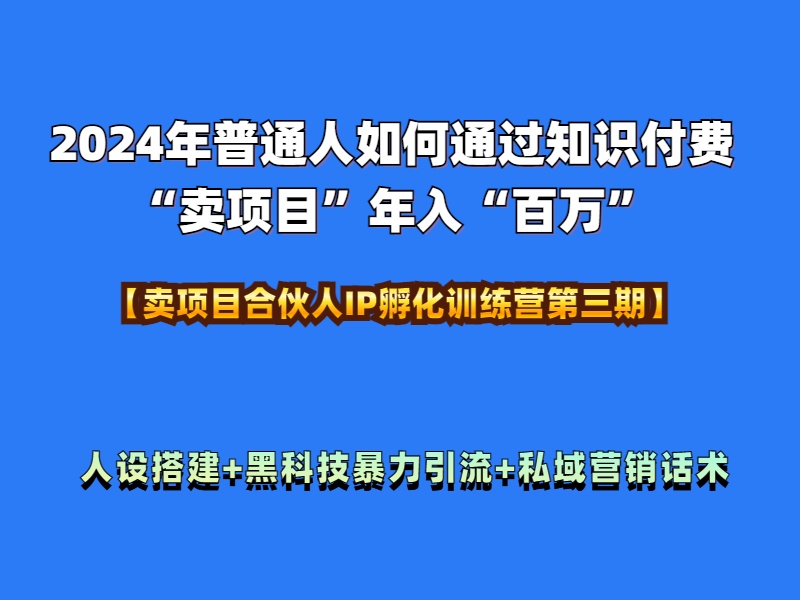 2024年普通人如何通过知识付费“卖项目”年入“百万”人设搭建-黑科技暴力引流-全流程-无忧资源网