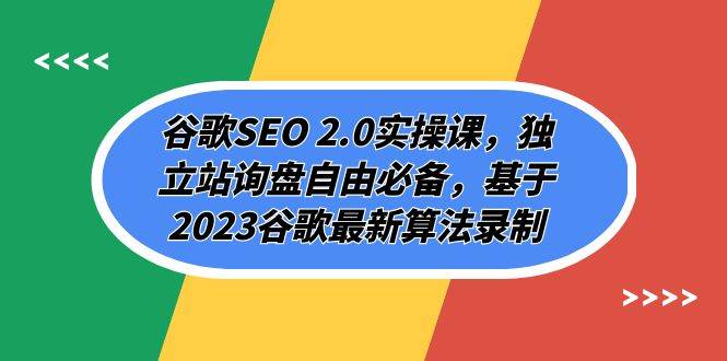 谷歌SEO 2.0实操课,独立站询盘自由必备,基于2023谷歌最新算法录制(94节-无忧资源网