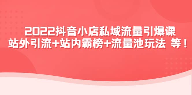 2022抖音小店私域流量引爆课：站外Y.L+站内霸榜+流量池玩法等等-无忧资源网