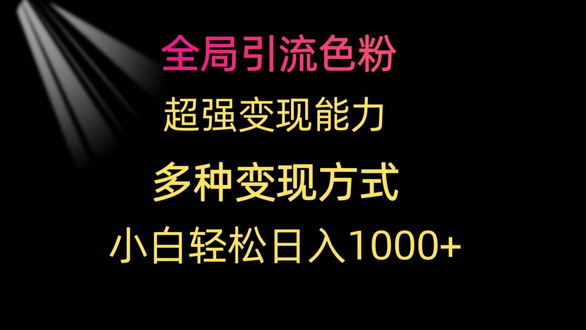 全局引流色粉 超强变现能力 多种变现方式 小白轻松日入1000+-无忧资源网
