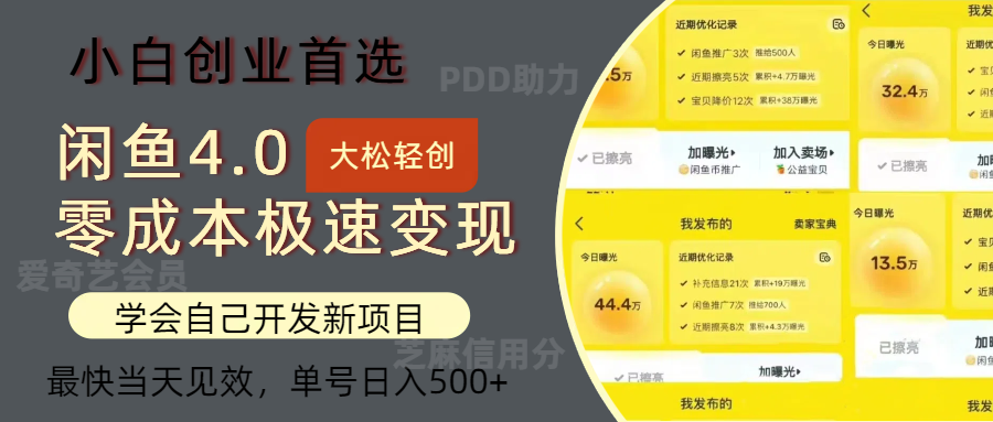 闲鱼0成本极速变现项目，多种变现方式，单号日入500+最新玩法-无忧资源网