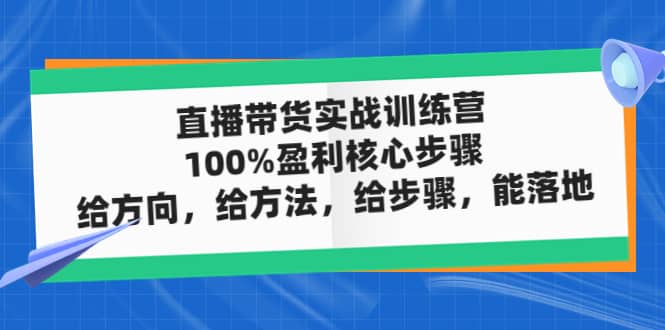 直播带货实战训练营：100%盈利核心步骤，给方向，给方法，给步骤，能落地-无忧资源网