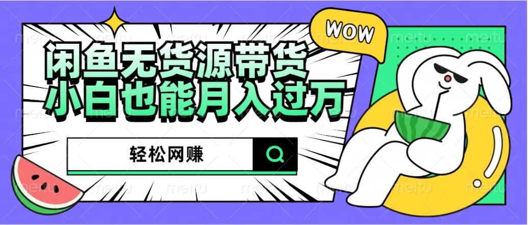 闲鱼无货源带货：轻松网赚，小白也能月入过万的秘密武器-无忧资源网