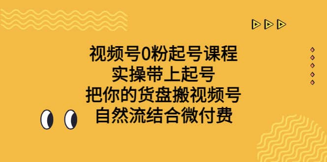 视频号0粉起号课程 实操带上起号 把你的货盘搬视频号 自然流结合微付费-无忧资源网