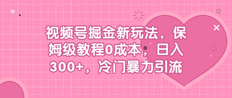 视频号掘金新玩法,保姆级教程0成本,日入300+,冷门暴力引流-无忧资源网