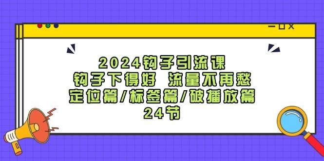 2024钩子·引流课:钩子下得好 流量不再愁,定位篇/标签篇/破播放篇/24节-无忧资源网
