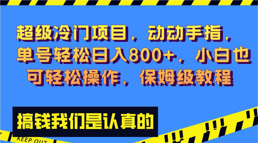 超级冷门项目,动动手指，单号轻松日入800+，小白也可轻松操作，保姆级教程-无忧资源网