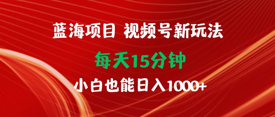 蓝海项目视频号新玩法 每天15分钟 小白也能日入1000+-无忧资源网