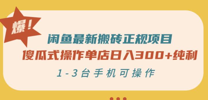 闲鱼最新搬砖正规项目:傻瓜式操作单店日入300+纯利,1-3台手机可操作-无忧资源网