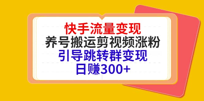 快手流量变现，养号搬运剪视频涨粉，引导跳转群变现日赚300+-无忧资源网