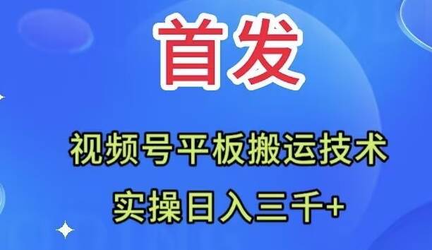 全网首发：视频号平板搬运技术，实操日入三千＋-无忧资源网