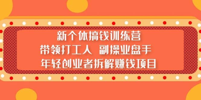 新个体搞钱训练营:带领打工人 副操业盘手 年轻创业者拆解赚钱项目-无忧资源网