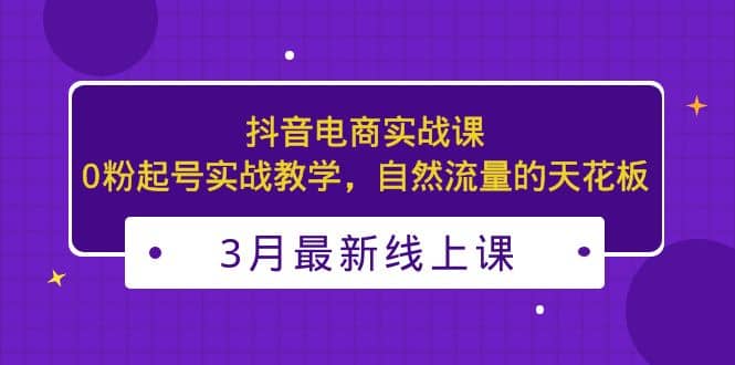 3月最新抖音电商实战课:0粉起号实战教学,自然流量的天花板-无忧资源网