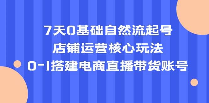7天0基础自然流起号，店铺运营核心玩法，0-1搭建电商直播带货账号-无忧资源网