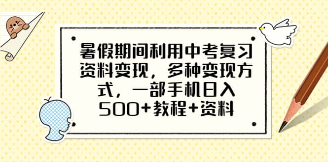 暑假期间利用中考复习资料变现,多种变现方式,一部手机日入500+教程+资料-无忧资源网