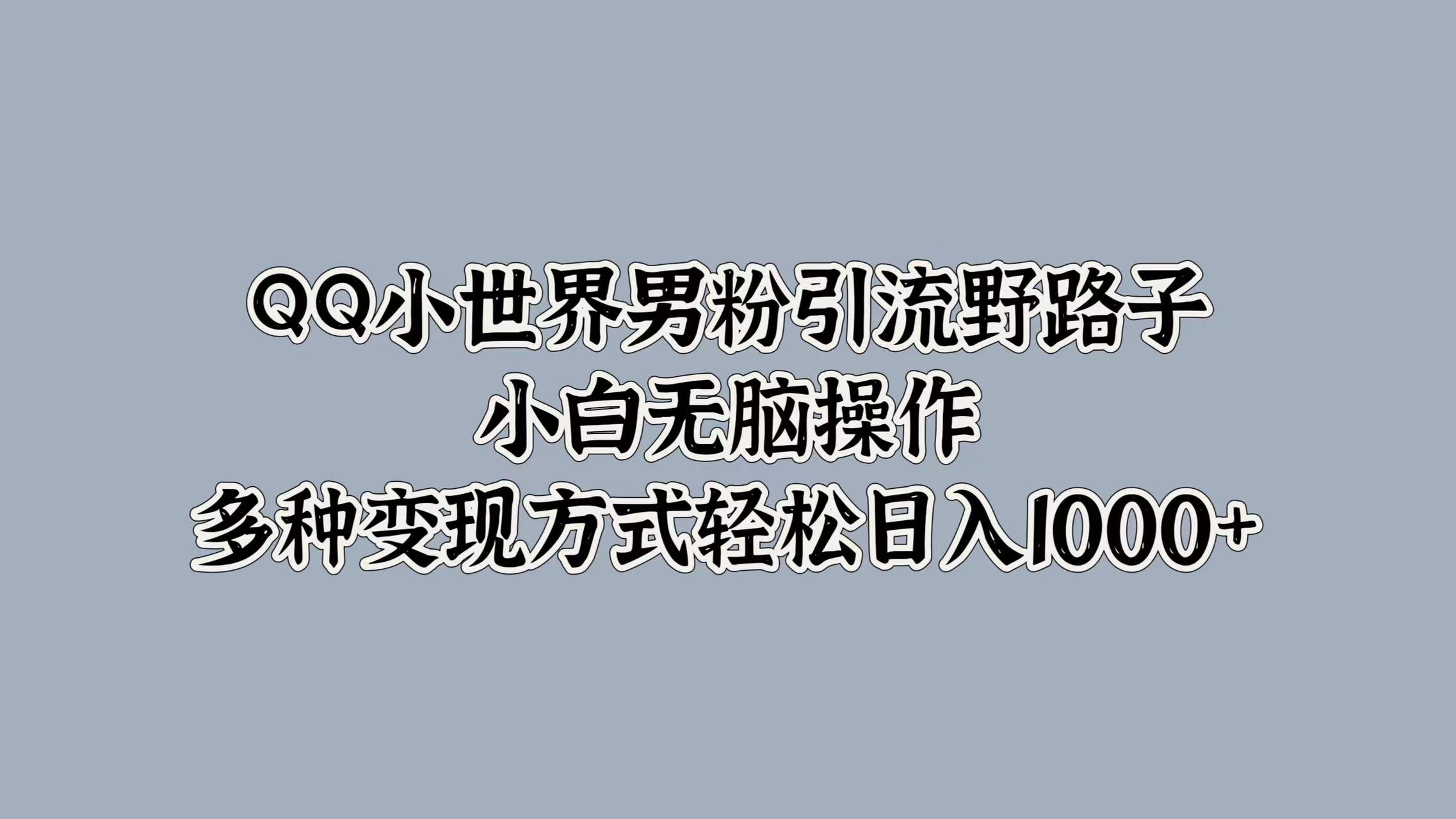 QQ小世界男粉引流野路子,小白无脑操作,多种变现方式轻松日入1000+-无忧资源网