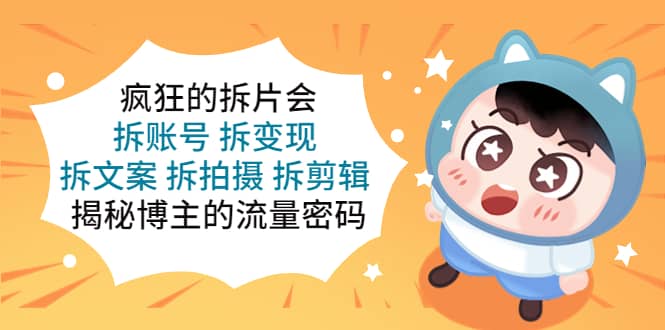 疯狂的拆片会:拆账号 拆变现 拆文案 拆拍摄 拆剪辑 揭秘博主的流量密码-无忧资源网