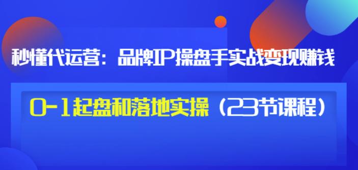 秒懂代运营：品牌IP操盘手实战赚钱，0-1起盘和落地实操（23节课程）价值199-无忧资源网