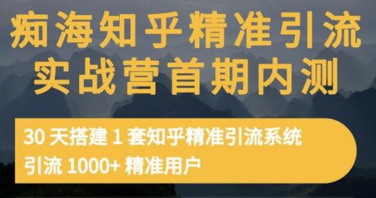 痴海知乎精准引流实战营1-2期，30天搭建1套知乎精准引流系统，引流1000+精准用户-无忧资源网