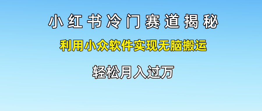 小红书冷门赛道揭秘,轻松月入过万,利用小众软件实现无脑搬运,-无忧资源网