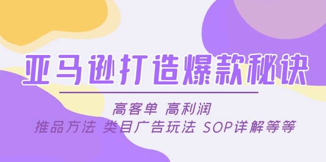亚马逊打造爆款秘诀：高客单 高利润 推品方法 类目广告玩法 SOP详解等等-无忧资源网