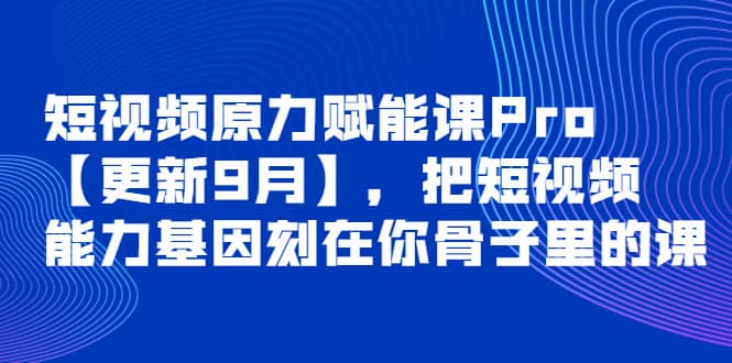 短视频原力赋能课Pro【更新9月】，把短视频能力基因刻在你骨子里的课-无忧资源网
