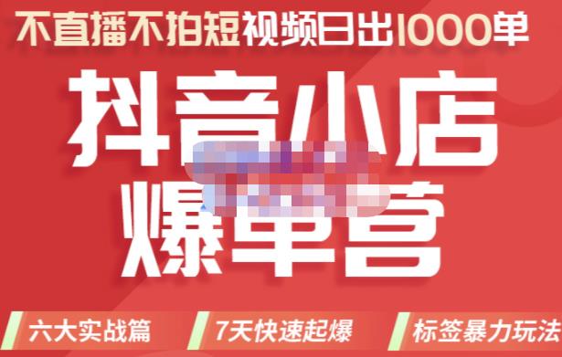 2022年抖音小店爆单营,不直播、不拍短视频、日出1000单,暴力玩法-无忧资源网