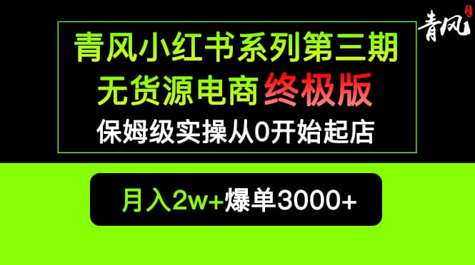 小红书无货源电商爆单终极版【视频教程+实战手册】保姆级实操从0起店爆单-无忧资源网