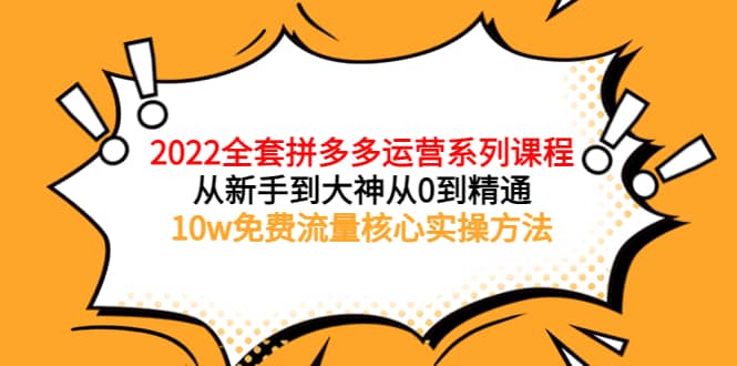 2022全套拼多多运营课程，从新手到大神从0到精通，10w免费流量核心实操方法-无忧资源网