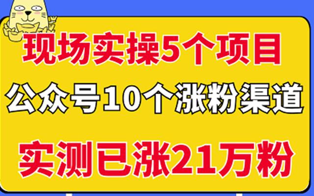 现场实操5个公众号项目,10个涨粉渠道,实测已涨21万粉!-无忧资源网