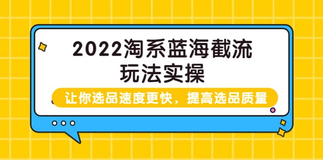 2022淘系蓝海截流玩法实操:让你选品速度更快,提高选品质量(价值599)-无忧资源网