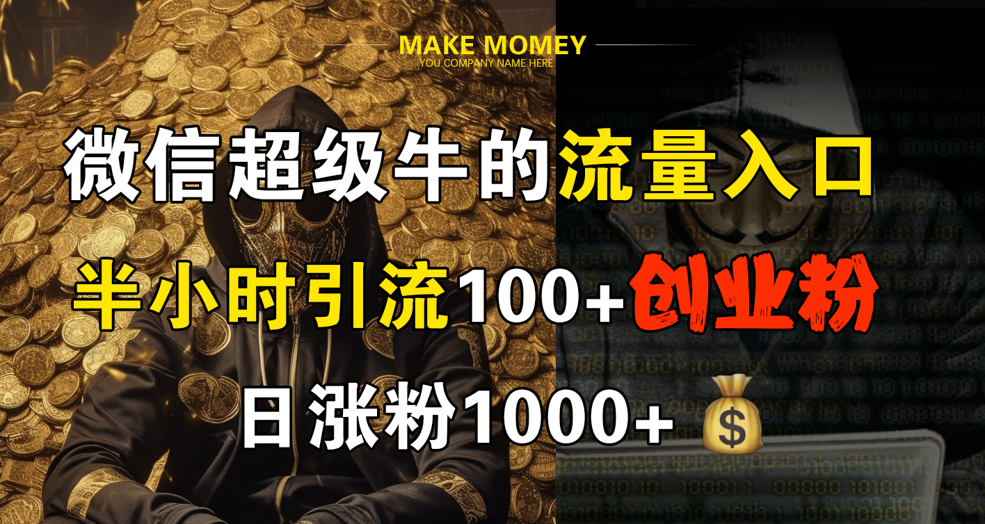 微信超级牛的流量入口,半小时引流100+创业粉,日涨粉1000+-无忧资源网