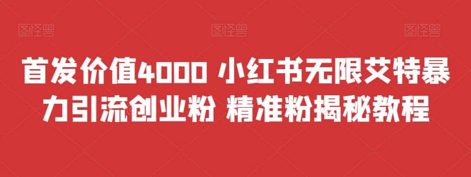 首发价值4000 小红书无限艾特暴力引流创业粉 精准粉揭秘教程-无忧资源网