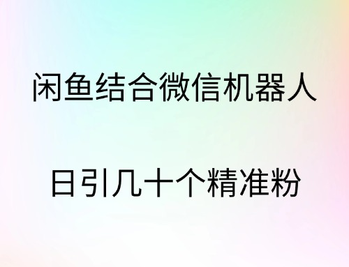闲鱼结合微信机器人,日引几十个精准粉-无忧资源网