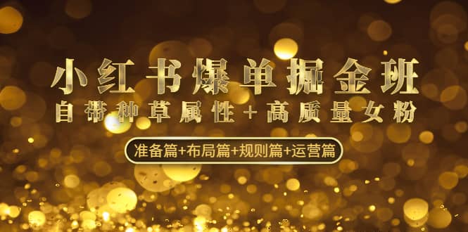 小红书爆单掘金班：自带种草属性+高质量女粉 准备篇+布局篇+规则篇+运营篇-无忧资源网