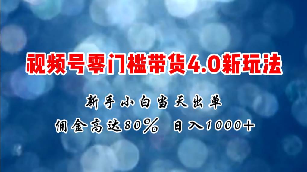 微信视频号零门槛带货4.0新玩法,新手小白当天见收益,日入1000+-无忧资源网