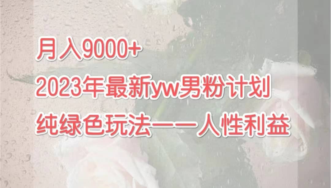 月入9000+2023年9月最新yw男粉计划绿色玩法——人性之利益-无忧资源网