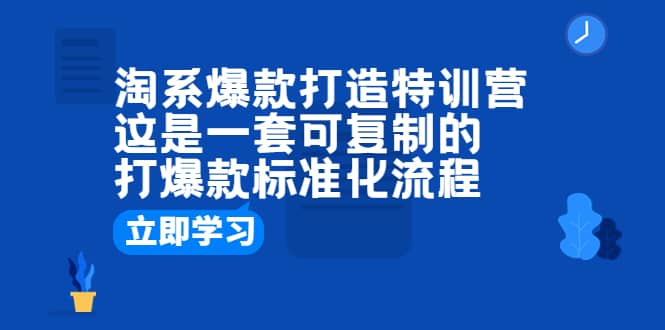 淘系爆款打造特训营：这是一套可复制的打爆款标准化流程-无忧资源网
