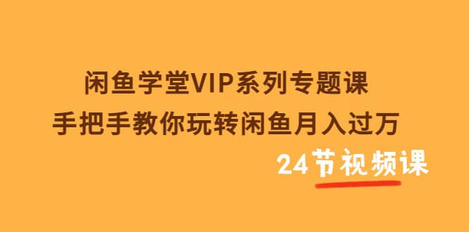 闲鱼学堂VIP系列专题课:手把手教你玩转闲鱼月入过万(共24节视频课)-无忧资源网