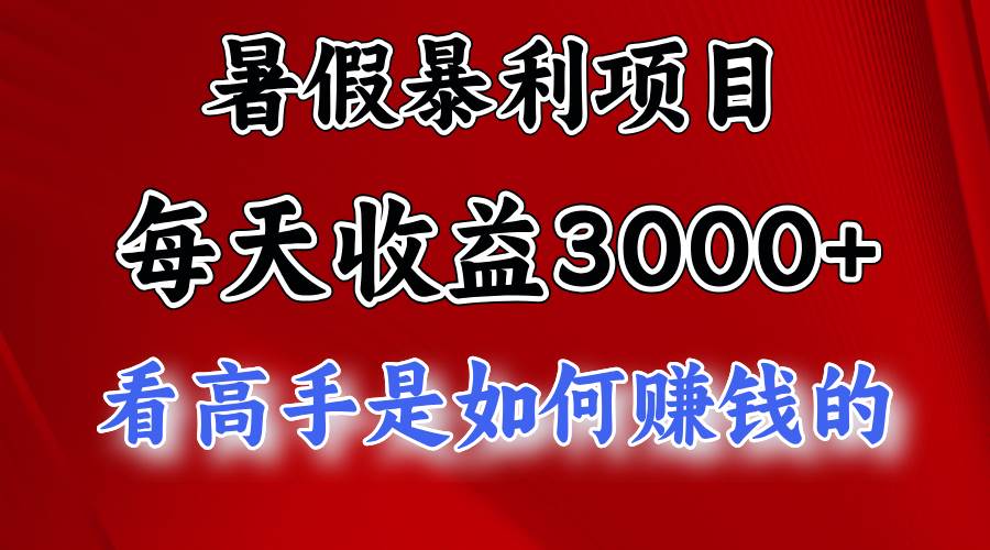 暑假暴利项目,每天收益3000+ 努努力能达到5000+,暑假大流量来了-无忧资源网