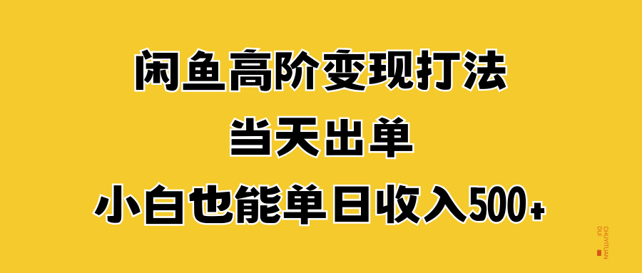 闲鱼高阶变现打法,当天出单,小白也能单日收入500+-无忧资源网