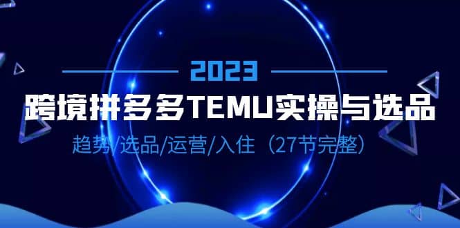 2023跨境·拼多多·TEMU实操与选品，趋势·选品·运营·入住（27节完整）-无忧资源网